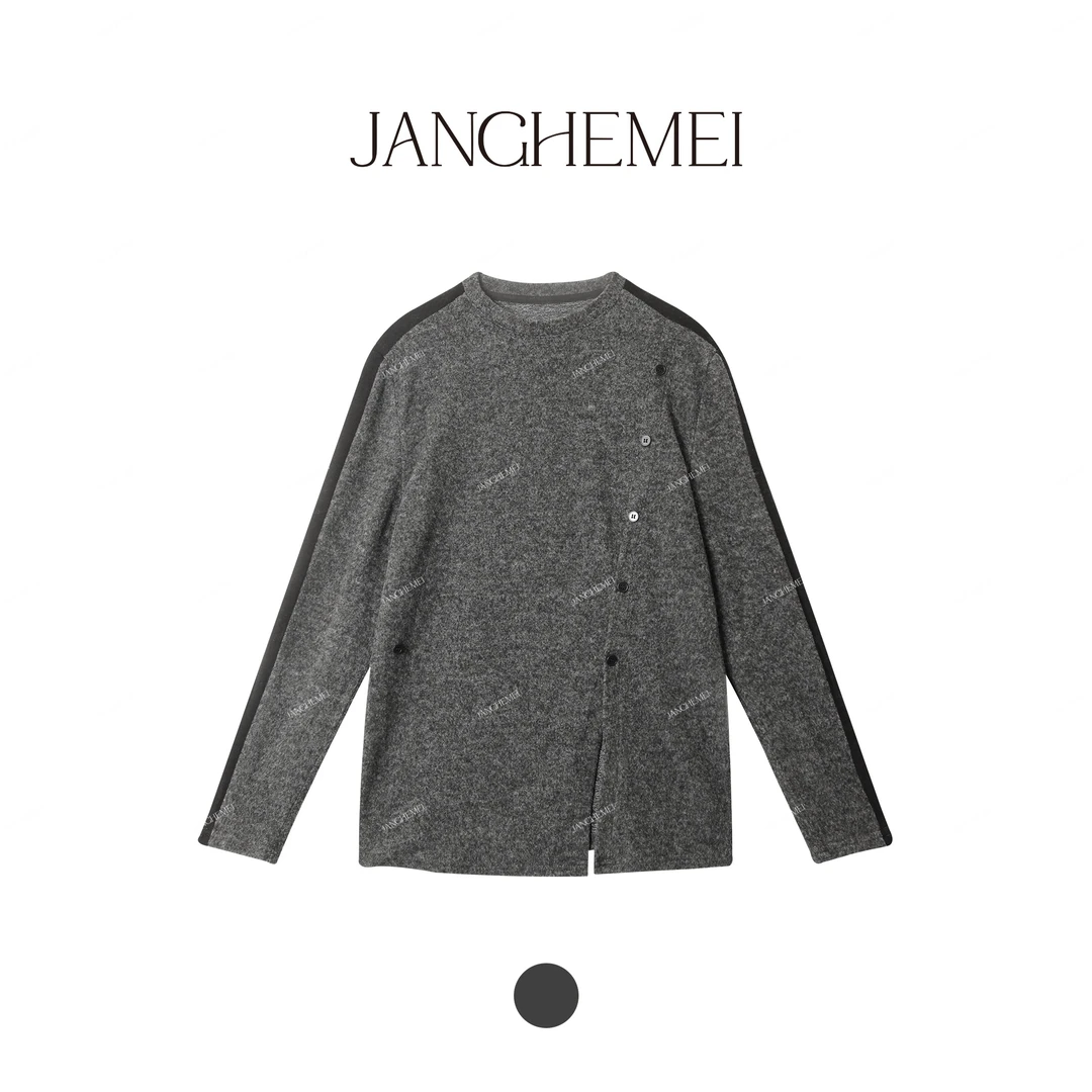 JANGHEMEI【直角肩】红人上新设计感宽松长袖针织衫 Z27669M44