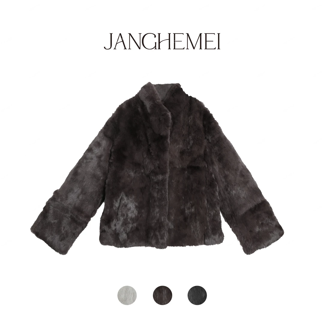 JANGHEMEI【软绒】红人上新兔毛皮中长款宽松皮毛外套 W27775M44