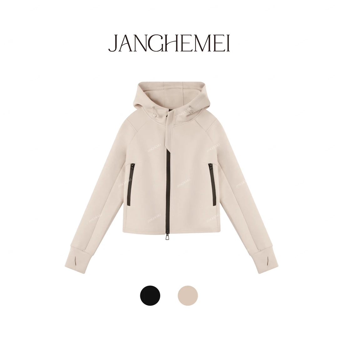 JANGHEMEI【栀花清梦】高密双面织立体剪裁防风高帽领卫衣R27065M44