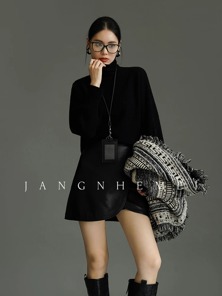 JANGHEMEI【漫舞】100%绵羊毛高领百搭休闲毛衣 M25767M43