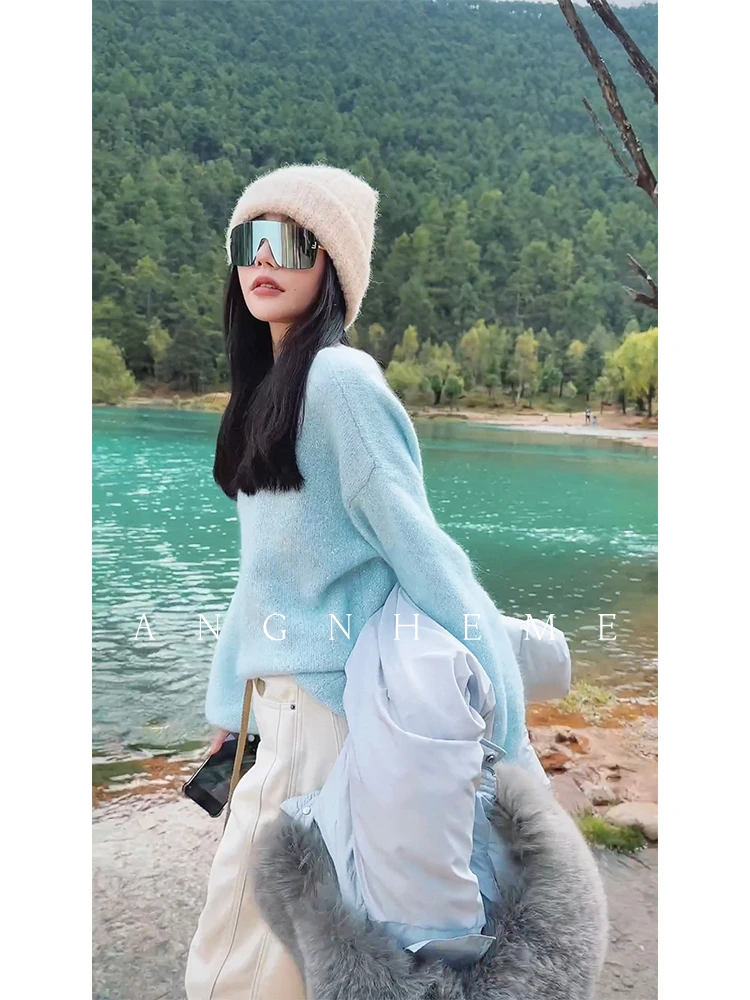 JANGHEMEI【星星】红人上新亮片绵羊毛马海马圆领针织衫 M26529M44