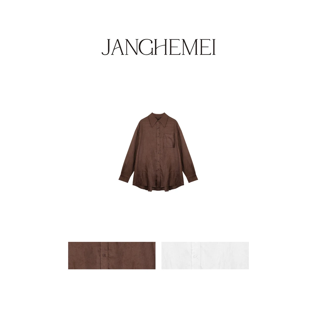 JANGHEMEI【慵懒风纯色衬衫】尤莱特宽松长袖上衣 C12029M41