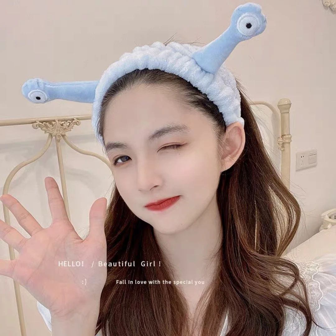 韩系卡通蜗牛发带可爱洗脸敷面膜束发带少女搞怪毛绒家用浴室发带