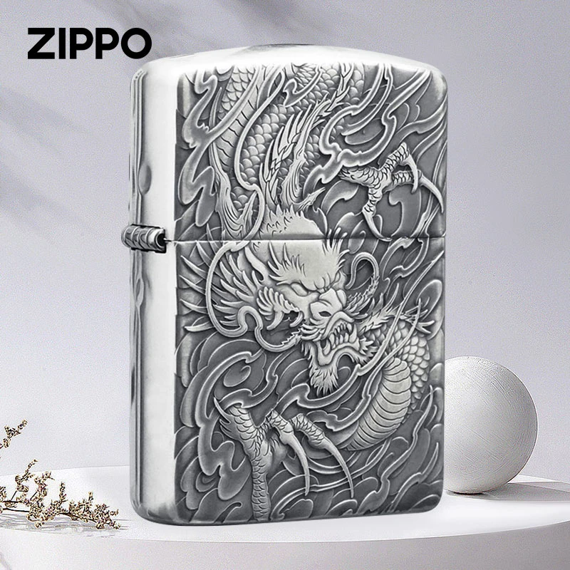 ZIPPO打火机（迈境优选）正版26号盔甲925银鬼王龙行天下煤油正品zp