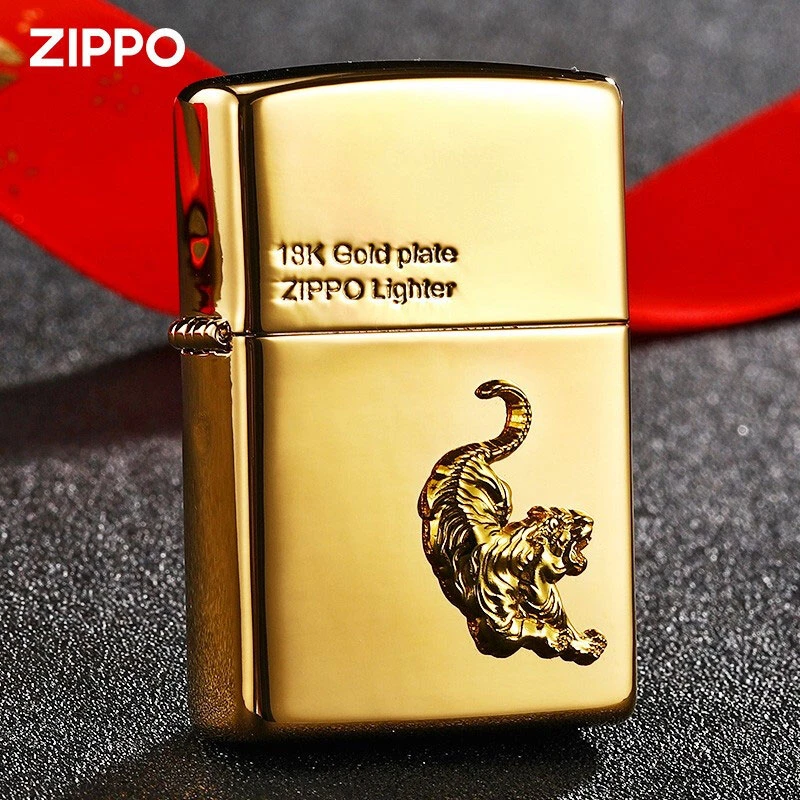 ZIPPO打火机正品18K镀金贴章生肖虎防风虎年限定男士送礼DY9802TZ