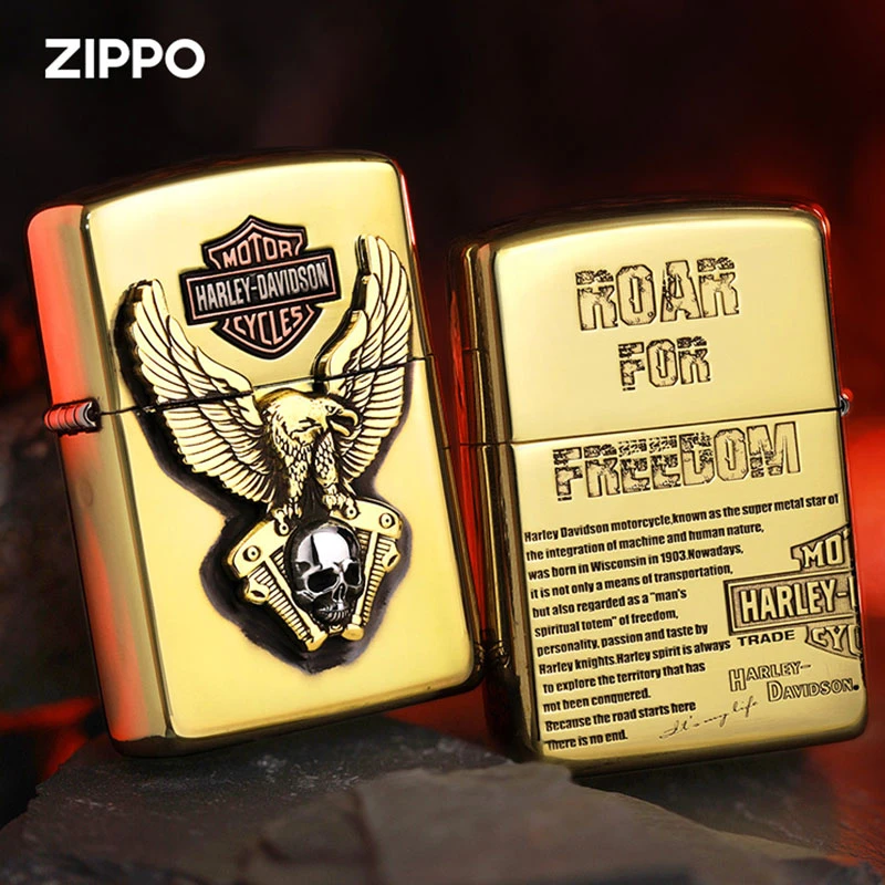ZIPPO打火机原装正品 千语哈雷立鹰贴章盔甲机煤油送男士DY9812TZ