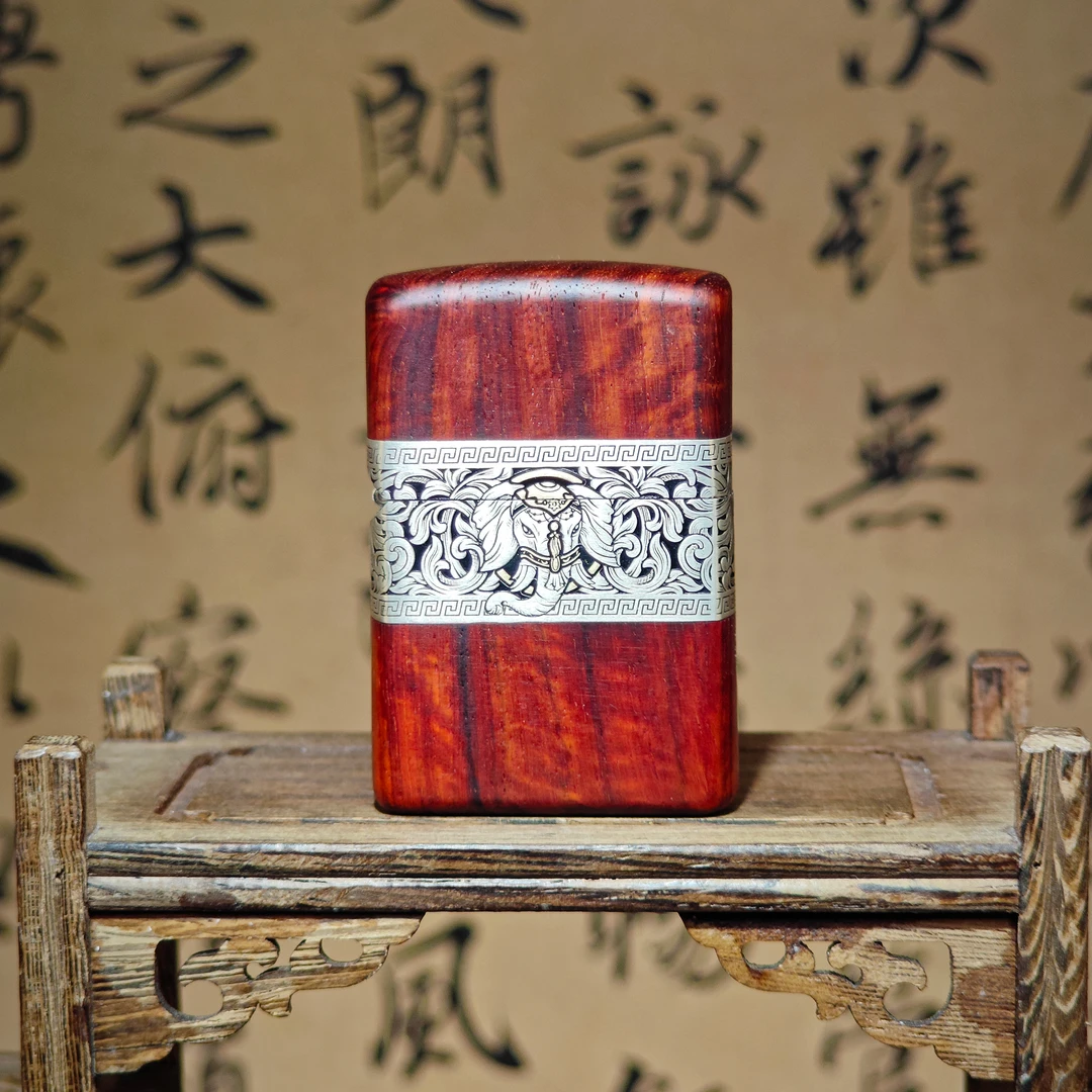 ZIPPO/之宝打火机【迈境优选】小叶紫檀银环如意吉象送礼物收藏PWJ1