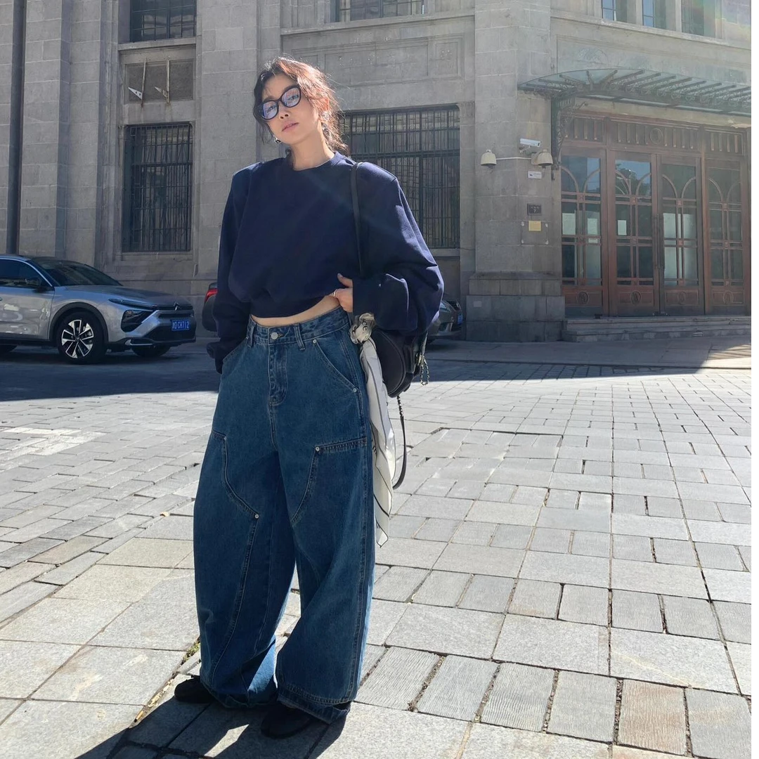 复古斜领短款卫衣女秋冬季2025新款宽松设计感小众百搭上衣潮ins