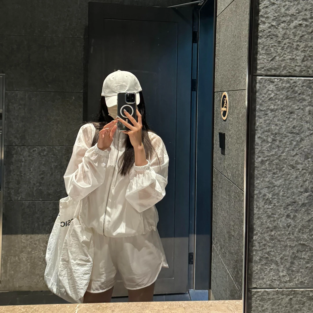 运动防晒衣套装女2025夏季新款高级感休闲轻薄透气长袖短裤两件套