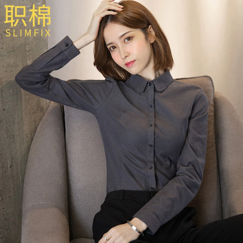 职棉【品牌】高档磨毛衬衫 加厚保暖磨毛纹理 秋冬长袖女衬衫衬衣