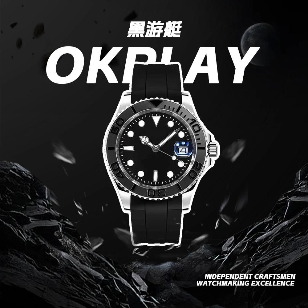 OKPLAY【黑游艇】新艺术时尚潮流个性气质黑武士腕表