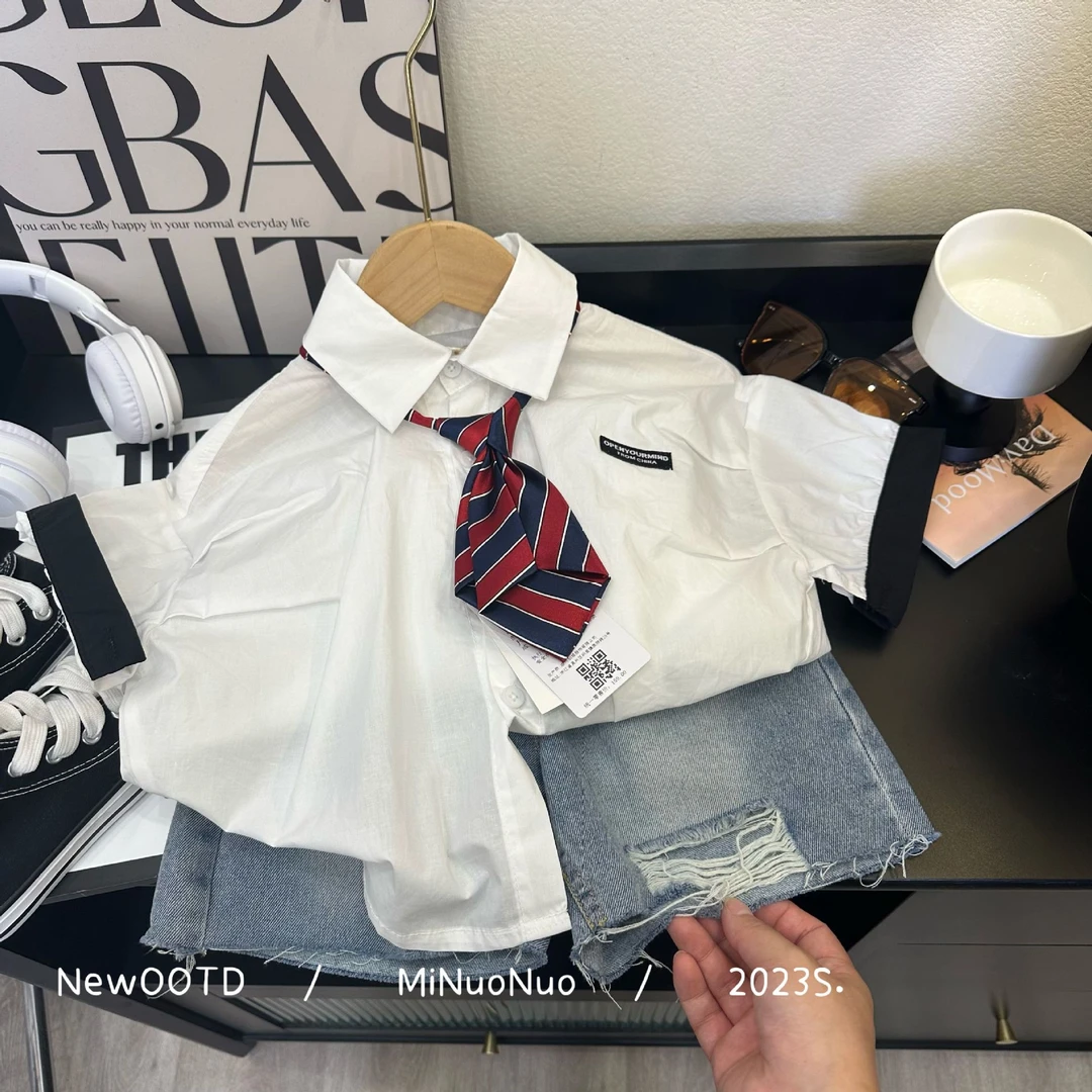 【小向子专属】2024秋装新款儿童痞帅炸街衬衫韩版23X336