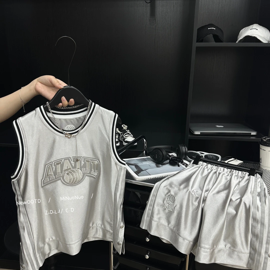 【YQ】男童夏季薄款美式街头嘻哈无袖宽松百搭背心套装CC0817