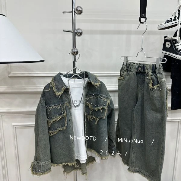 【现货在仓】男童2024春款韩版流苏牛仔外套洋气儿童上衣炸街CC0051