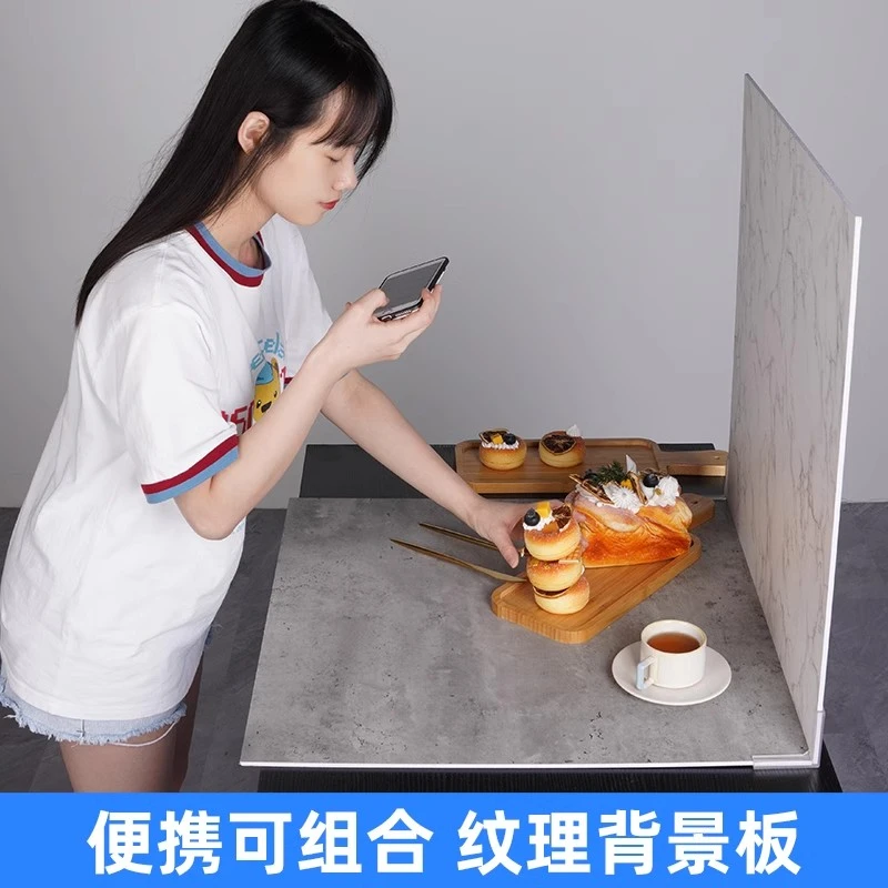 ins风拍照道具背景板拍摄摄影纹理布摆拍纸PVC水泥大理石纹木纹板