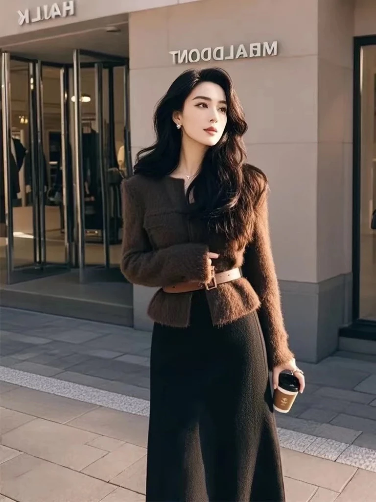 SS856设计感高端精致超好看高级感气质长袖上衣半身裙子套装女