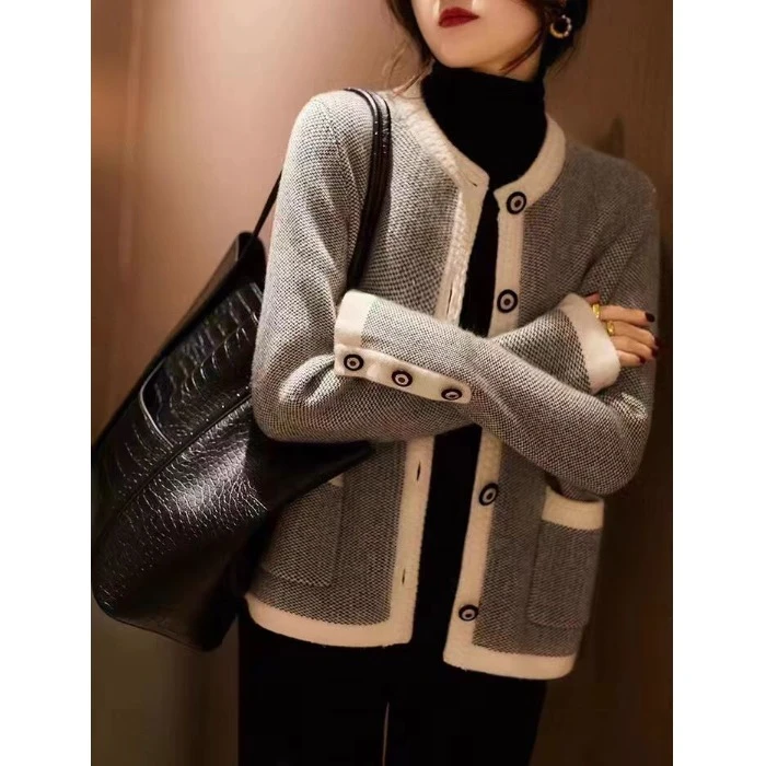 SS78小香风针织外套女2024秋季新款宽松休闲时尚外塔开衫上衣