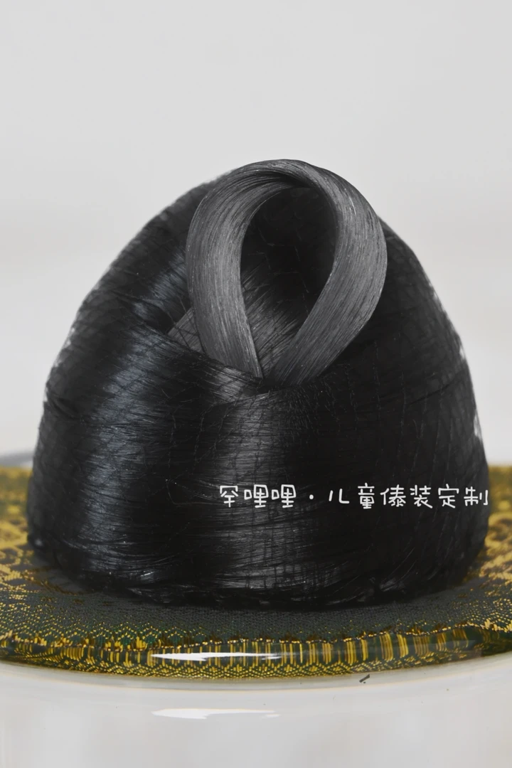 罕哩哩 云南儿童傣族手工假发包发髻傣族头饰宝宝cos万用假发包