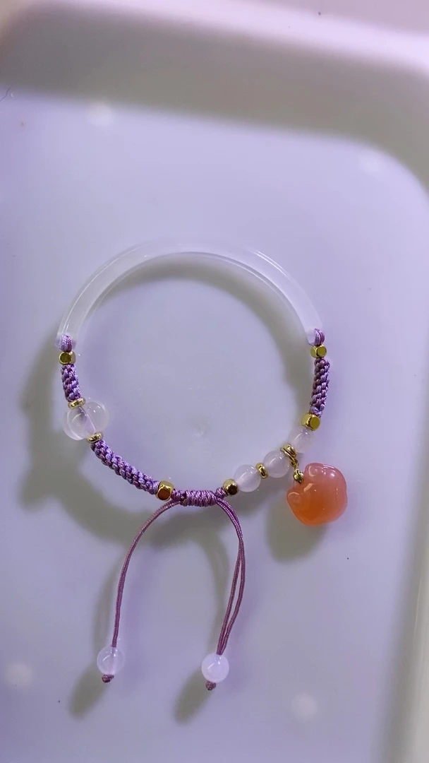 天然玛瑙玉髓半镯手编精品时尚气质