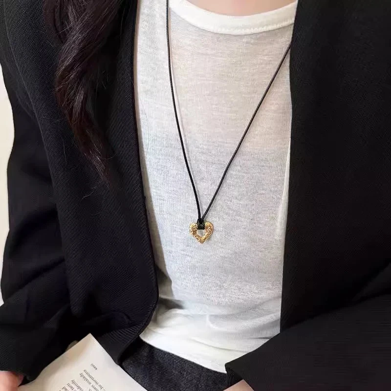 非金属皮质项链 新中式黑色项链不规则抽拉式小众设计轻奢百搭