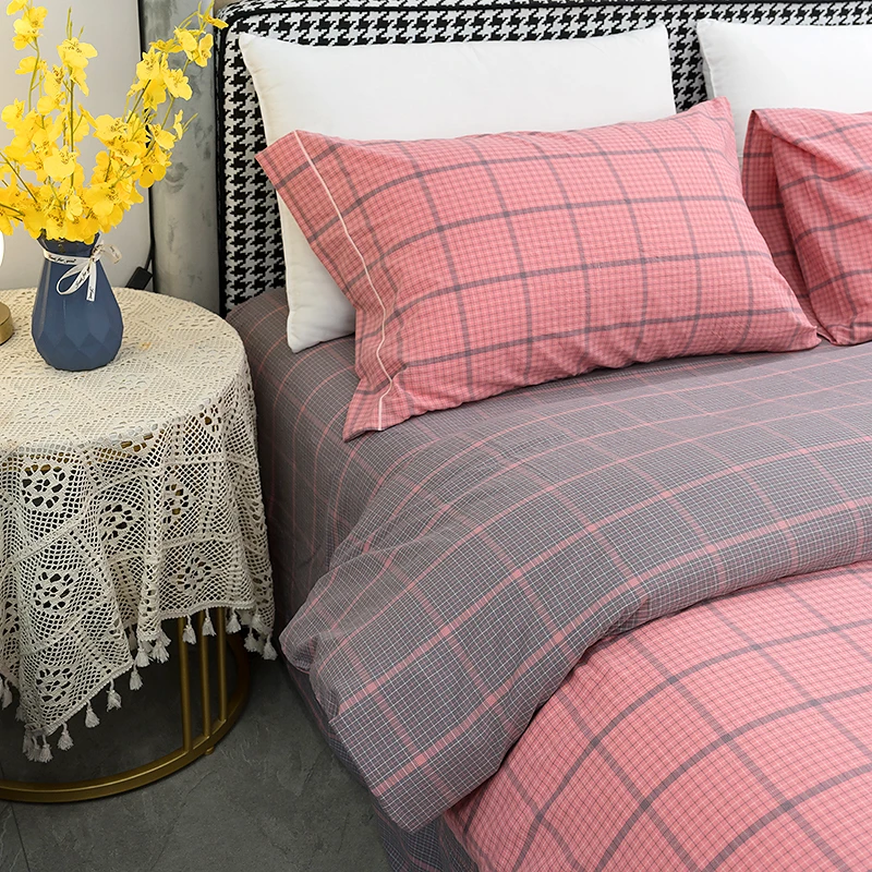 秋冬全棉色织棉纱四件套100纯棉三件套格子床上用品--卡尔