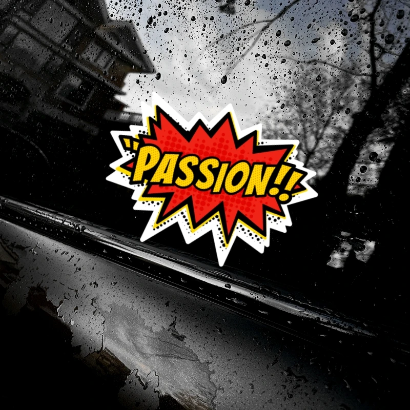 passion创意英文反光车贴 个性防水摩托电动车尾挡风玻璃贴纸