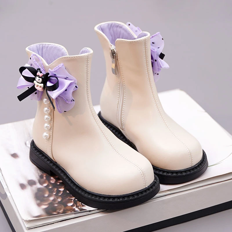 女童靴子真皮马丁靴儿童皮靴女孩公主短靴2025冬季新款加绒二棉靴