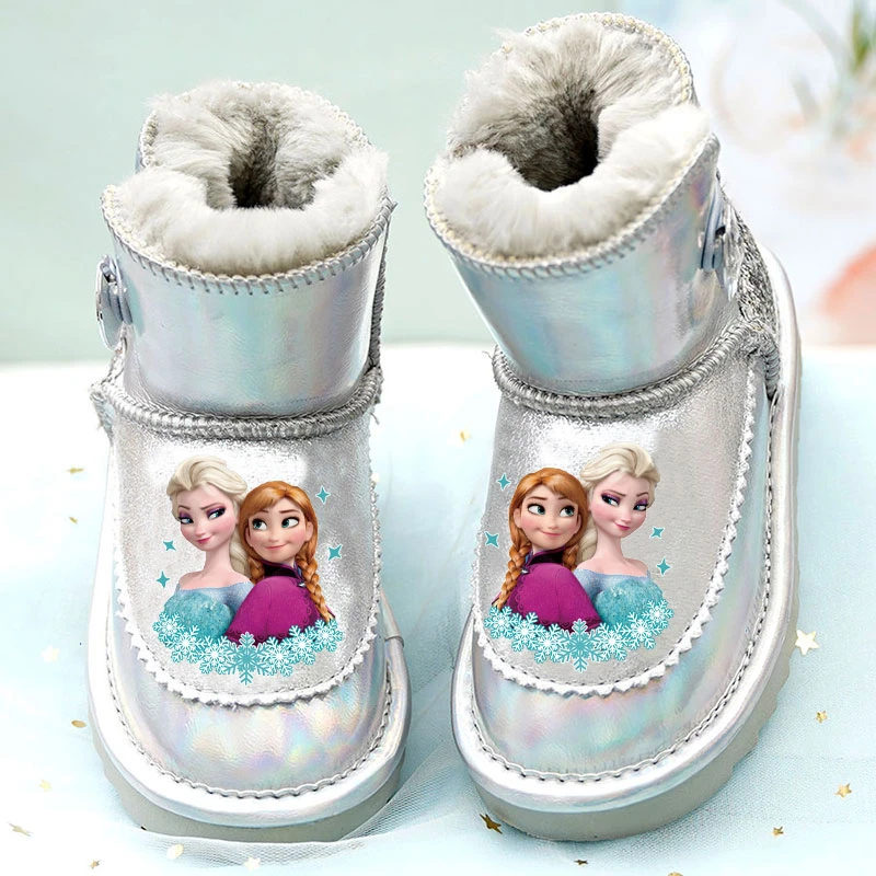 儿童真皮防水雪地靴女童靴子2025冬季新女孩加厚大棉短靴宝宝棉鞋