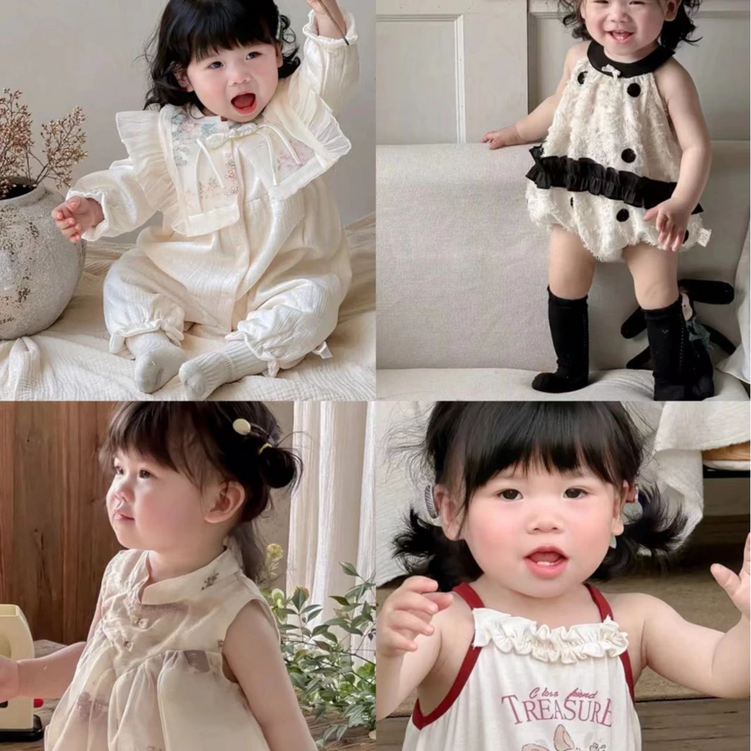 直播间扣号备注链接，、2024品牌秋款婴童包屁爬服分体套装