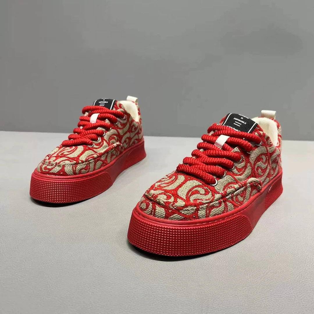 FILDAI男鞋2025春季新款本命年红色滑板鞋男士韩版百搭透气休闲鞋