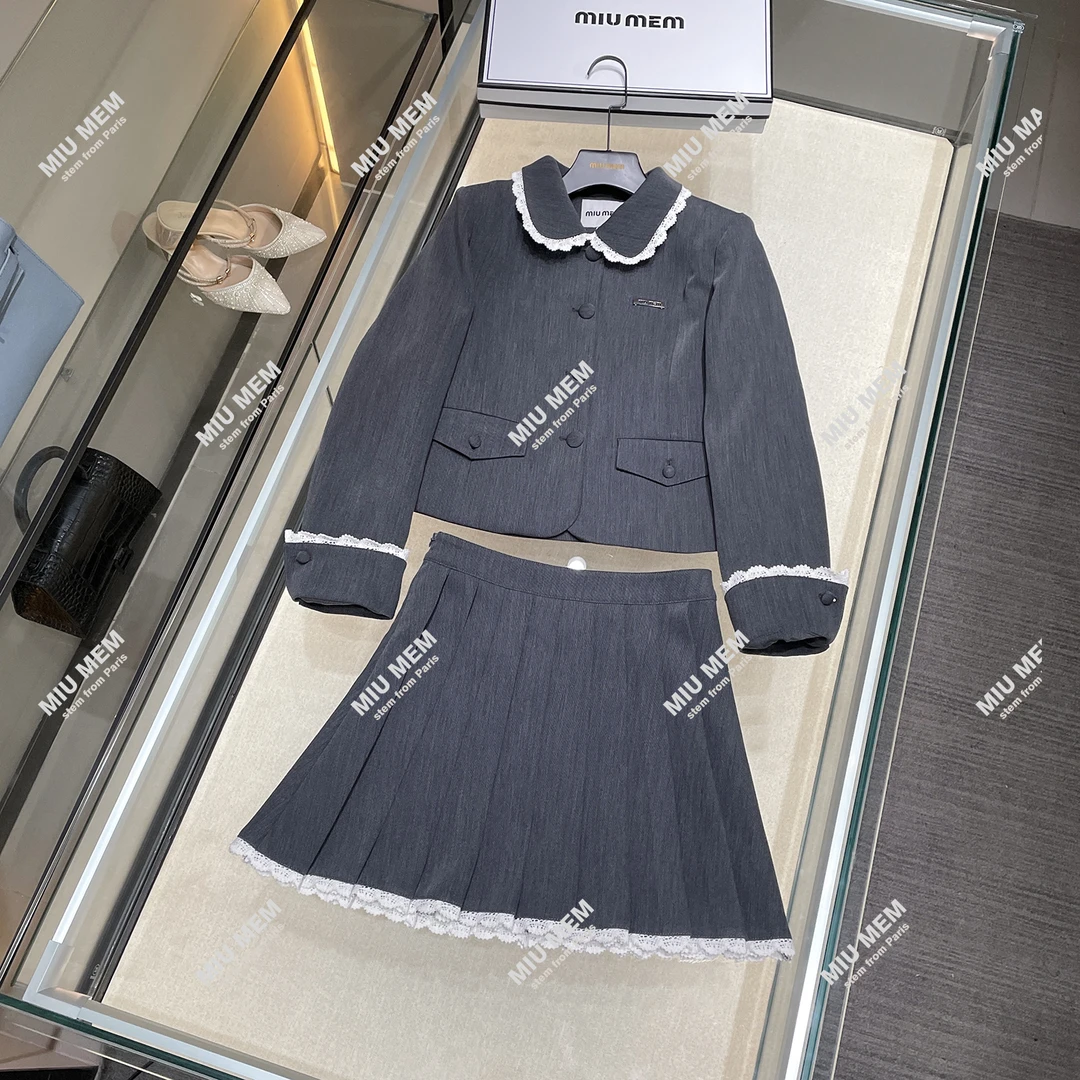 MIUMEM现货复古花边千金风花边外套+半身裙两件套 DY5002