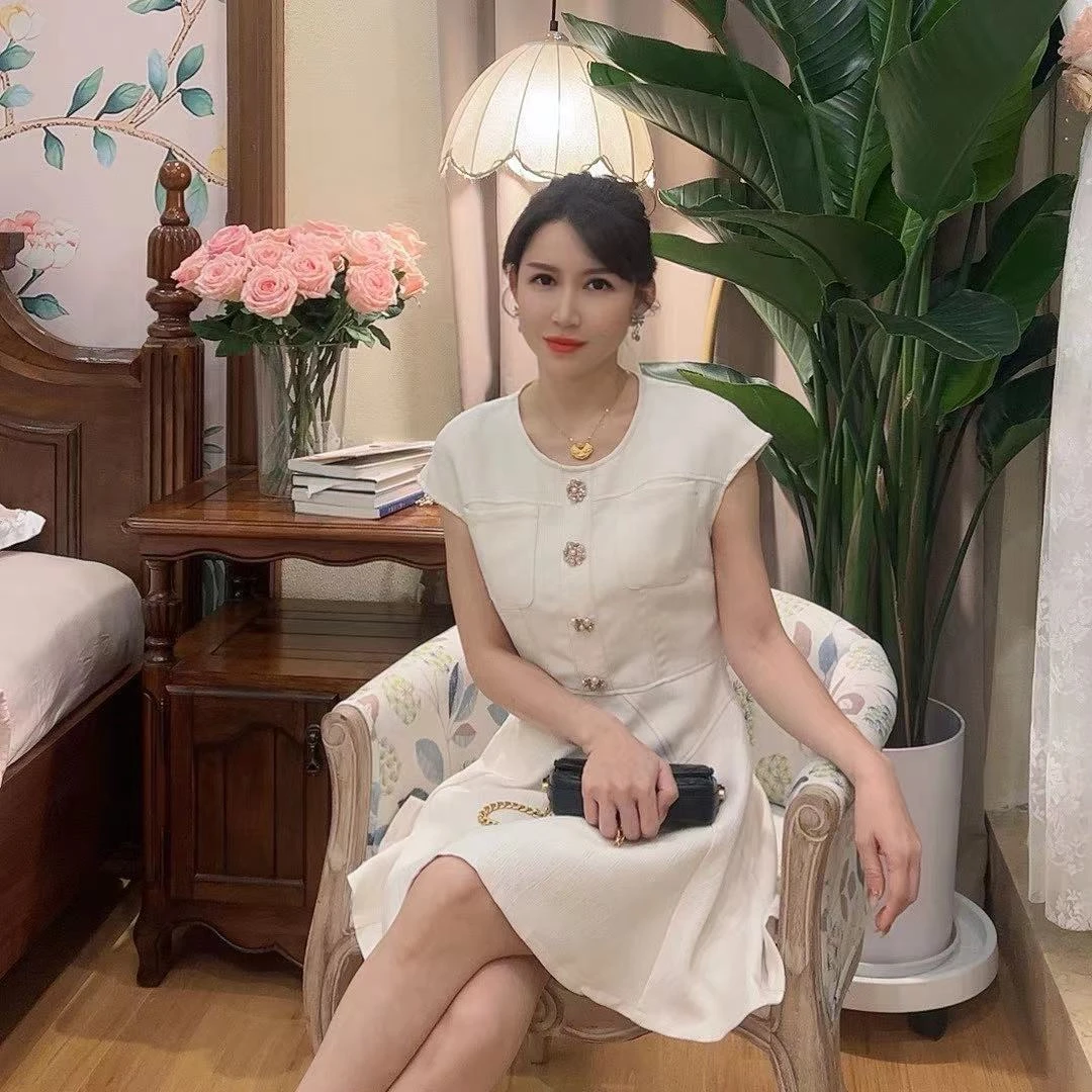 【安妮老板】夏季法式无袖收腰连衣裙高腰显瘦小个子蓬蓬短裙DY3910