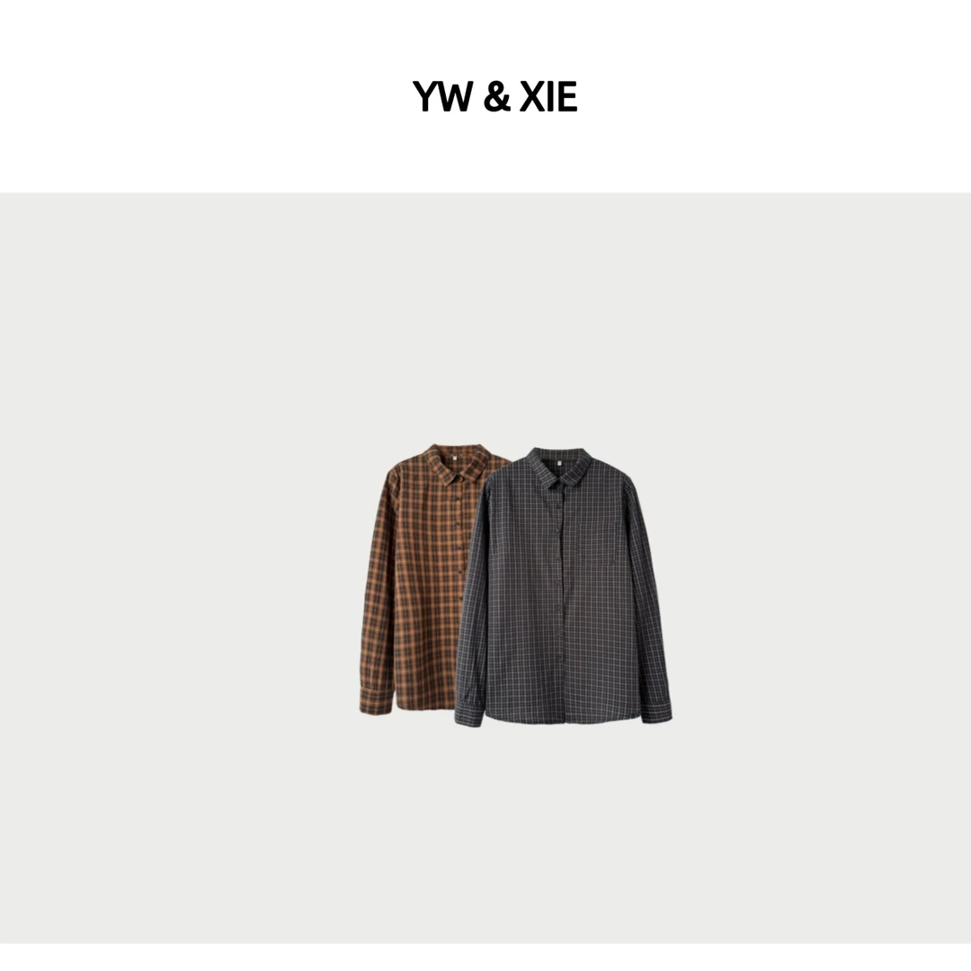 C7176格子衬衫女秋季2024新款梭织宽松衬衣大码女装长袖全棉上衣