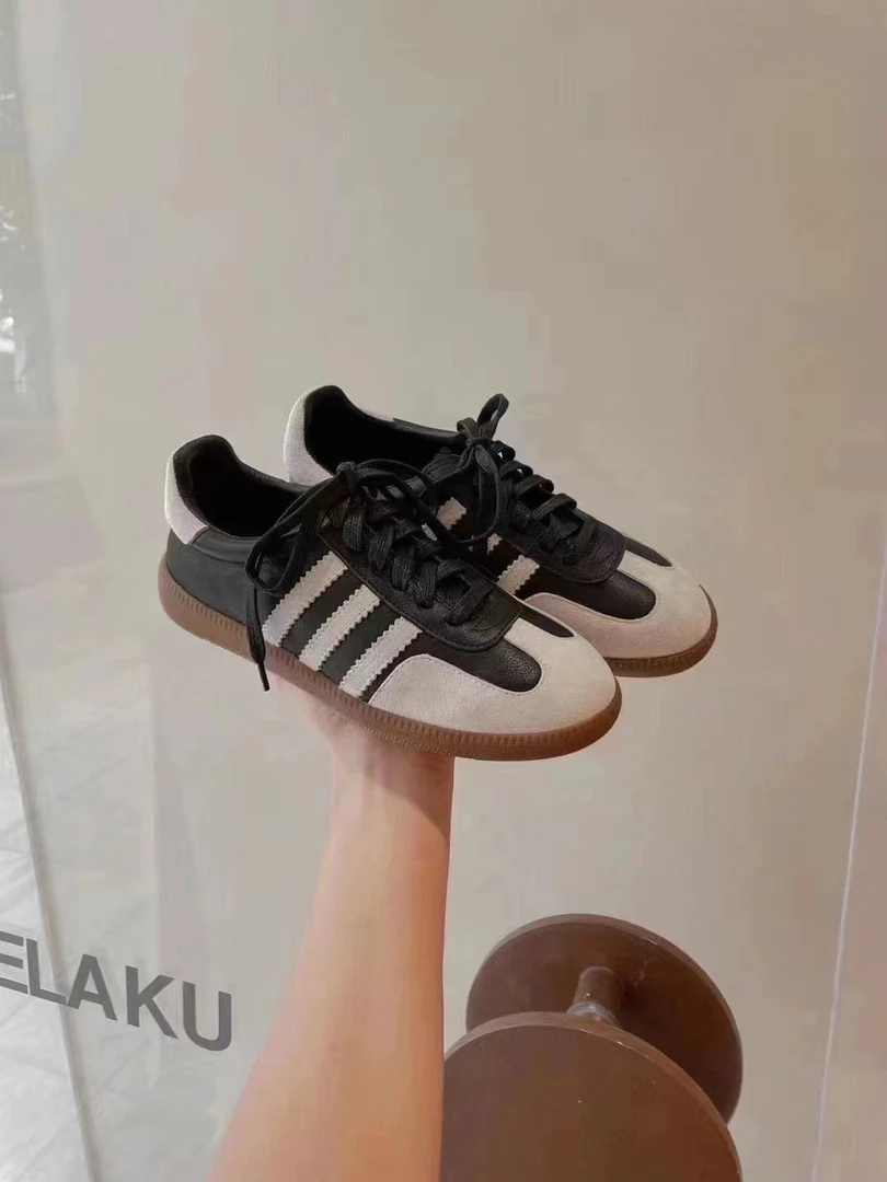 真皮小白鞋女2023新款秋夏平底复古学生德训鞋休闲板鞋百搭运动鞋