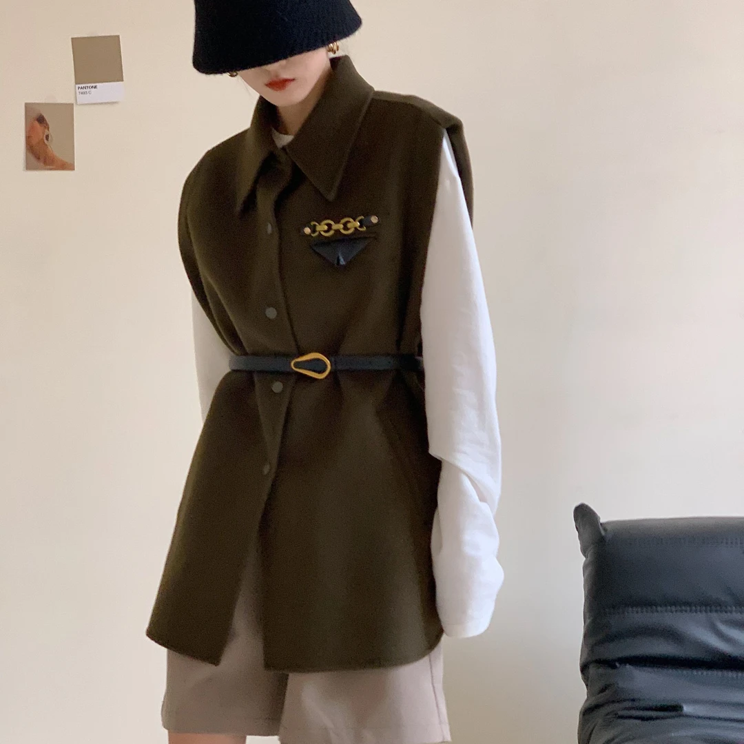 B-211大A版束腰显瘦背心款双面呢大衣