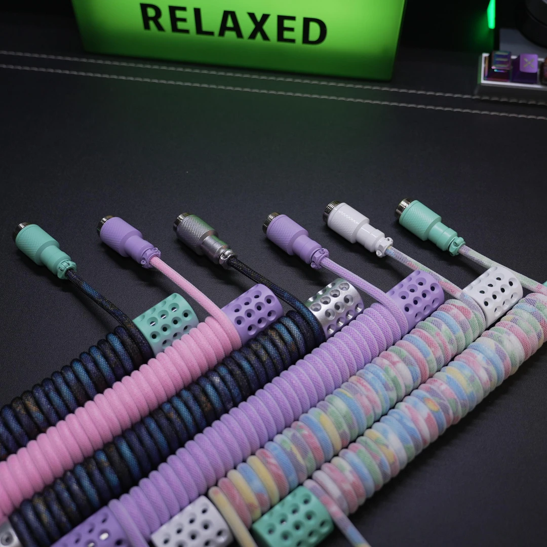 适用8K磁轴机械键盘发光航插线弹簧键盘航插线数据线连接线螺旋线