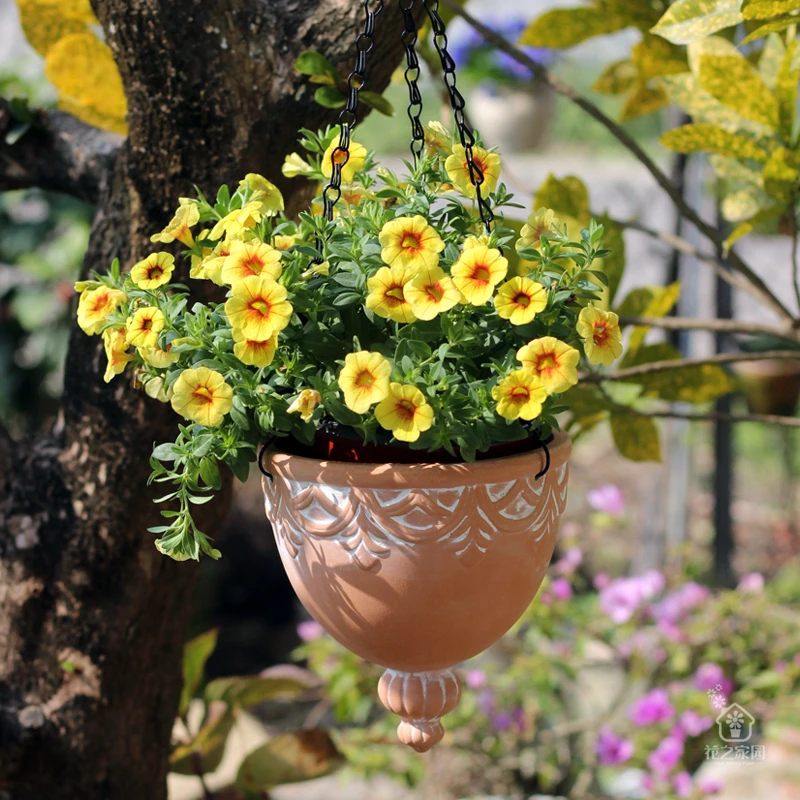 创意吊兰常春藤绿萝多肉垂吊花盆复古阳台家用悬挂式简约透气陶盆