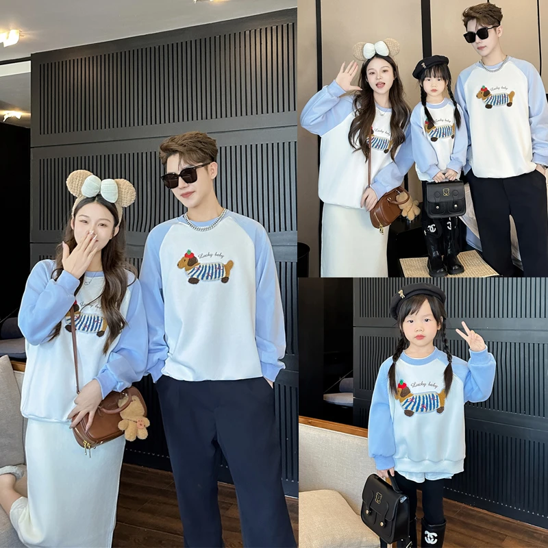 亲子装2025新款一家三口卡通小马卫衣秋冬装长袖潮爬服婴儿装8855