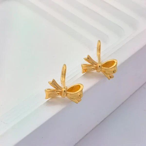 足金9995G弯钩蝴蝶耳饰