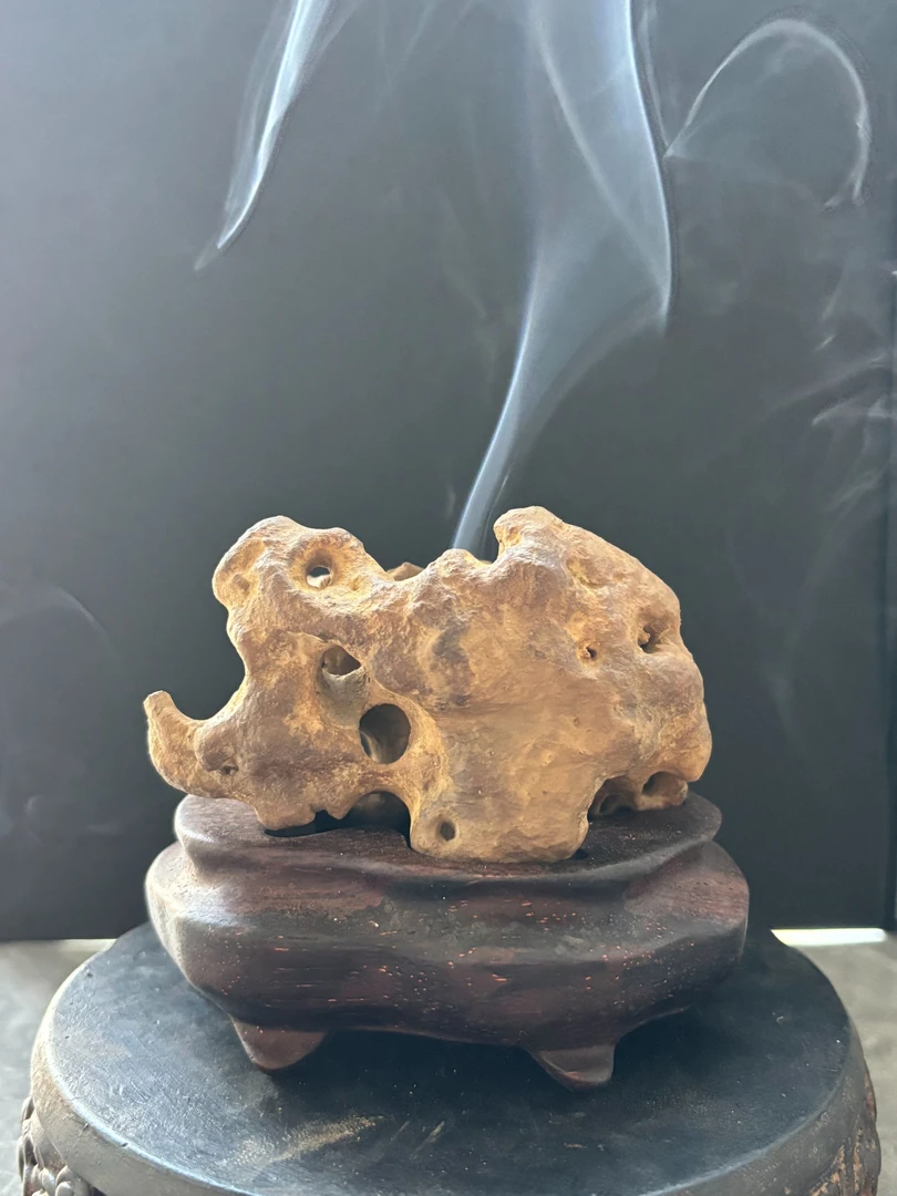 太湖水石禅意香炉摆件球体禅意大象