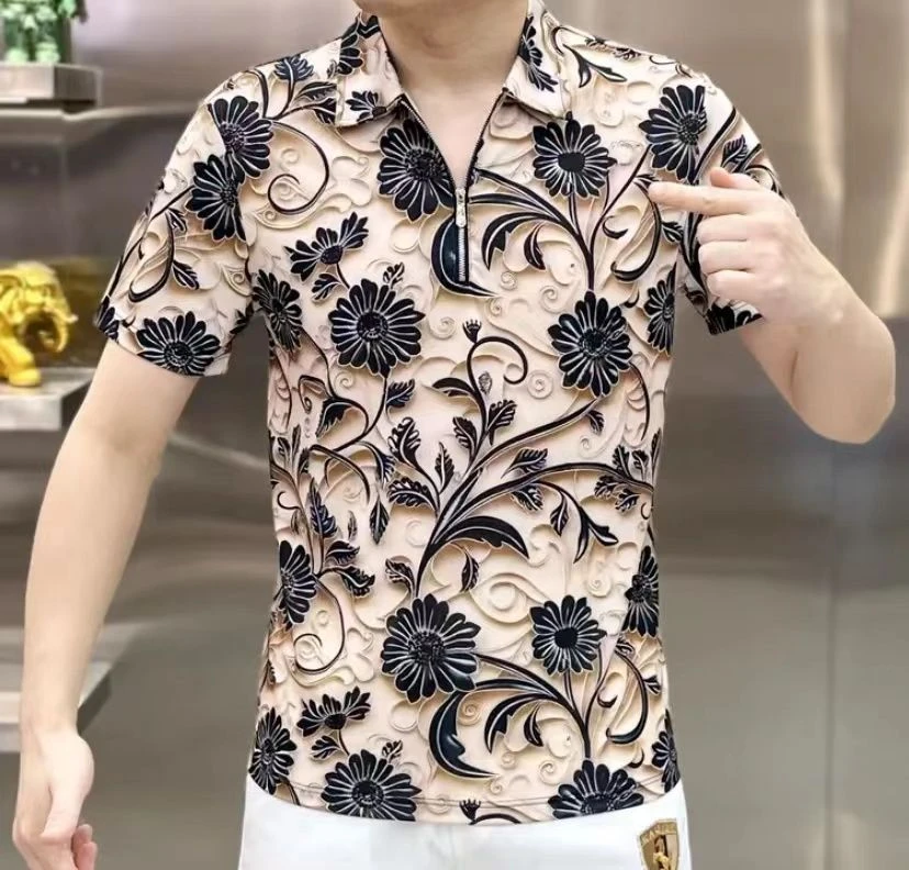 2024 高品质男士夏季拉链polo翻领短袖潮流休闲百搭商务舒适T恤