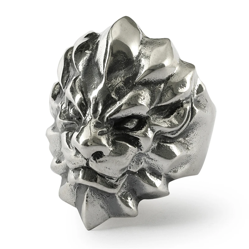 希然 925银戒指 狮王戒指 霸气机车潮酷男士狮子座食指男朋友礼物