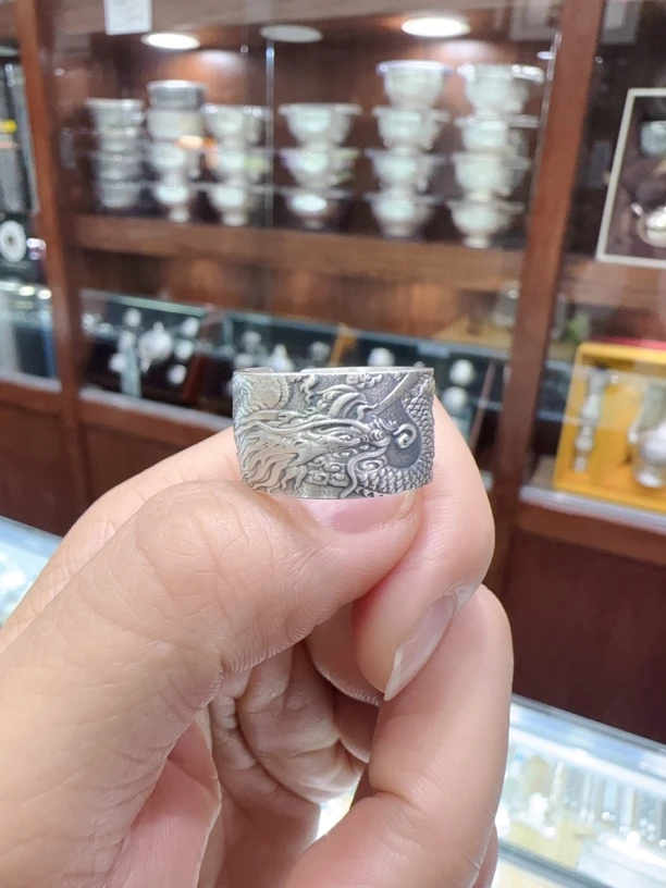 足银银制品 百搭简约手工素圈戒指