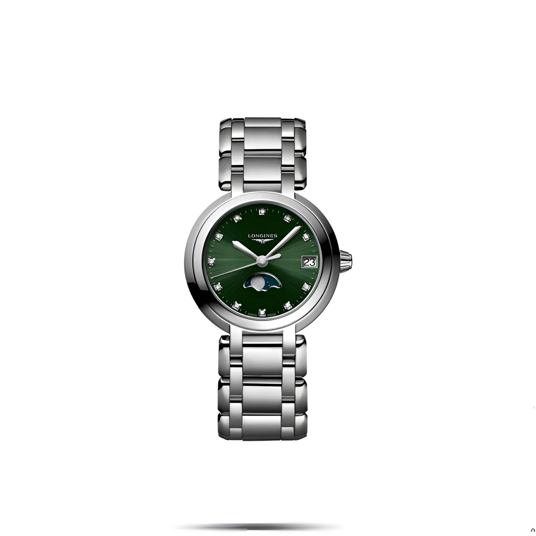 全新未使用 Longines/浪琴 尚世/瑞士名表心月30表径石英月相绿色