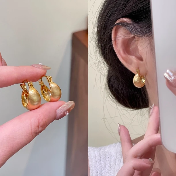 925银针耳饰 A-155 金色拉丝时尚轻奢精致ins气质耳环