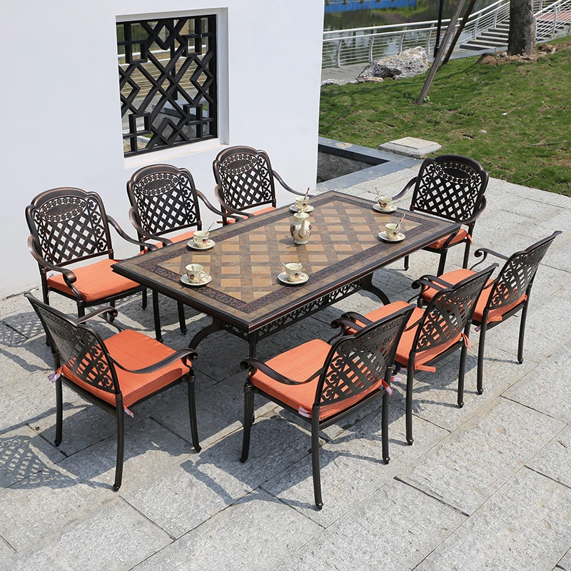 铸铝户外桌椅庭院露天别墅室外花园瓷砖桌露台院子阳台休闲椅组合
