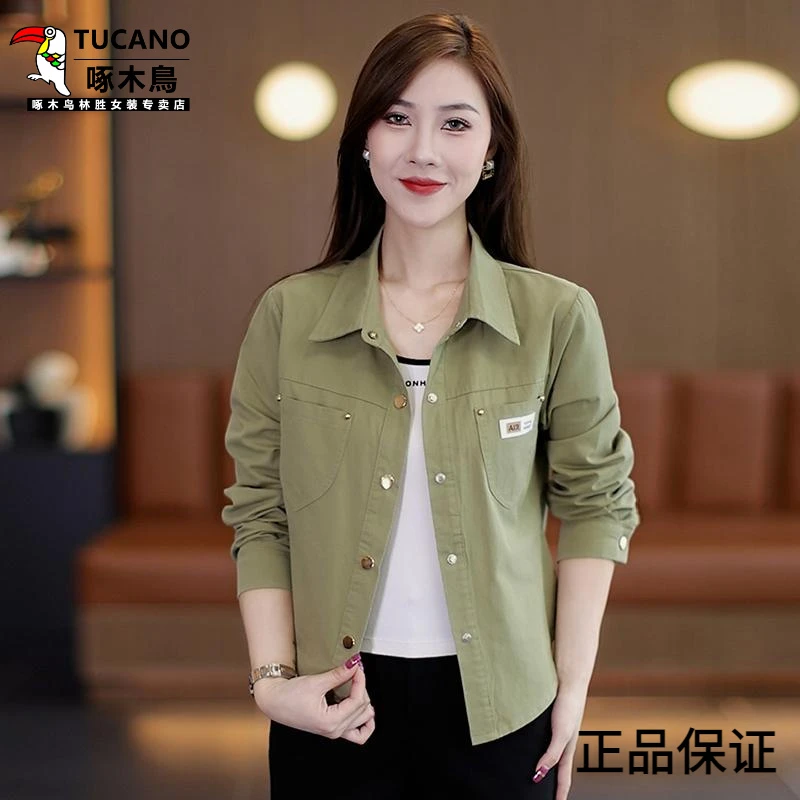 啄木鸟长袖衬衫女2025春秋新款减龄气质休闲百搭时尚减龄早秋穿搭