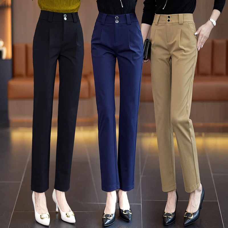 TUCANO/啄木鸟新款直筒高腰休闲显瘦宽松小个子上班族烟管裤子