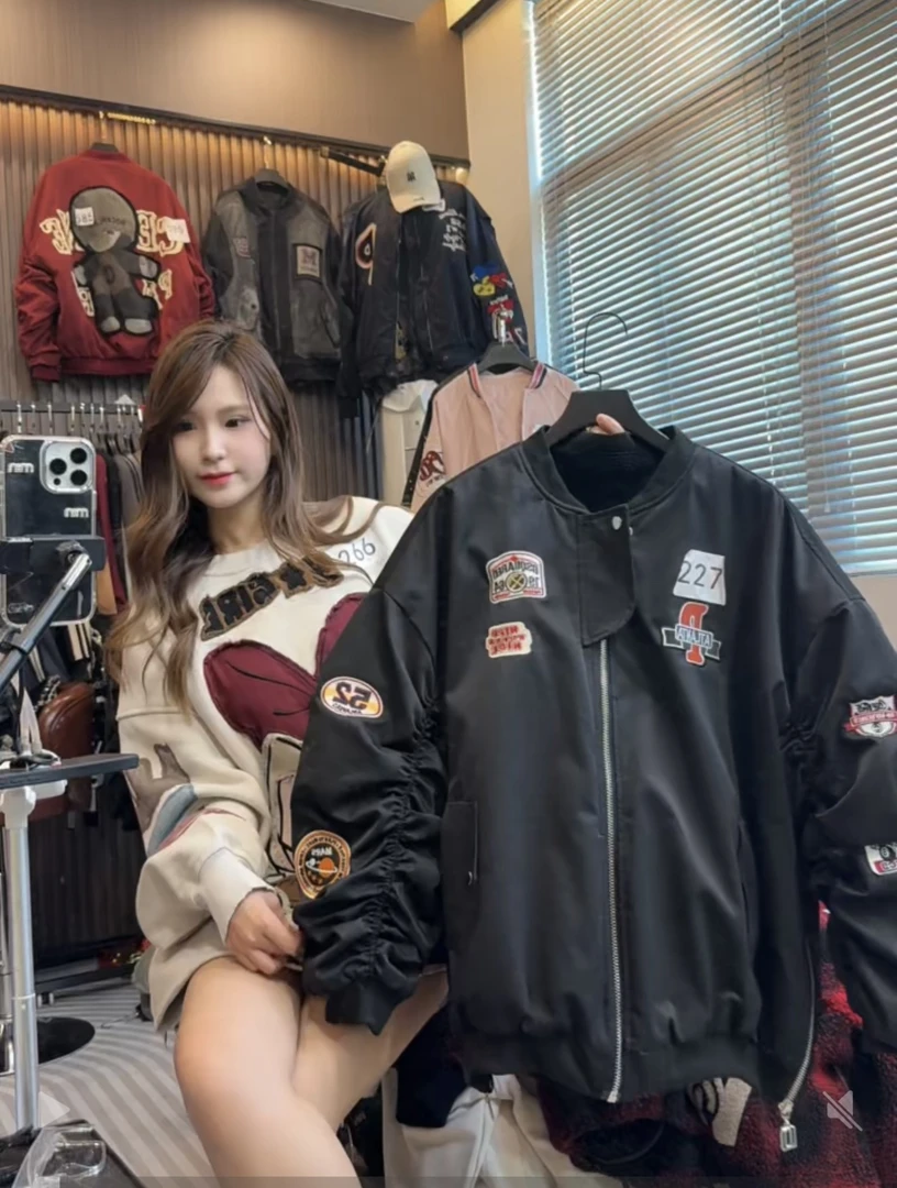 【A.500-A699】秋款穿搭重工棒球服卫衣外套女士牛仔外套1001☆