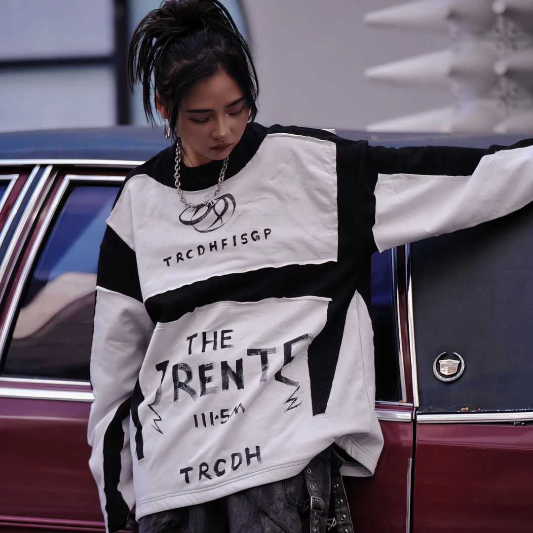 原创【机车服】重磅卫衣拼接和平满涂鸦印花宽松高街男女款嘻哈